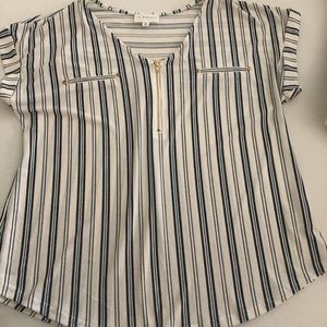 Blue and cream stripped blouse